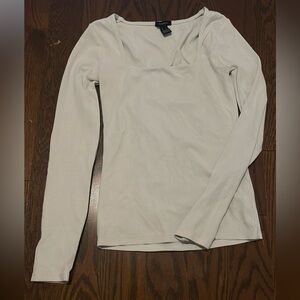 Forever 21 White Square Fitted Long Sleeve Shirt